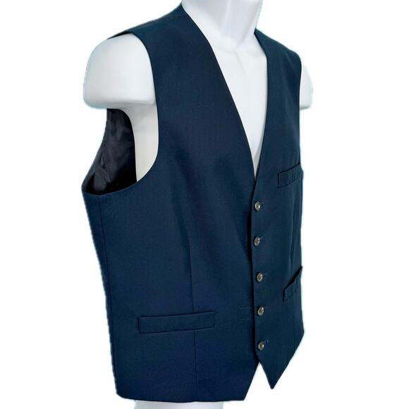 INC International Concepts Navy Blue Slim Fit Button Up Pockets Suit Vest size M - Picture 9 of 11
